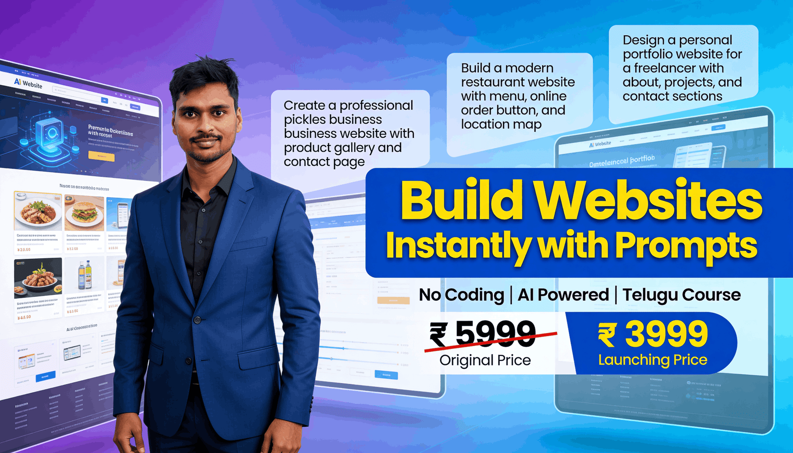 Build Websites Instantly with Prompts – A Full Course by AI Telugu
